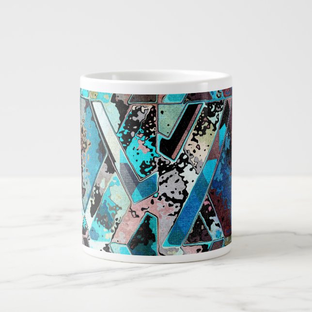 Colorful Geometric Abstract Pattern Giant Coffee Mug (Front)