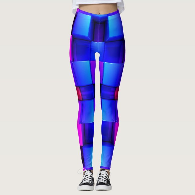 Colorful Geometric Abstract Pattern Leggings (Front)
