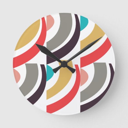 Colorful Geometric Abstract Pattern Round Clock