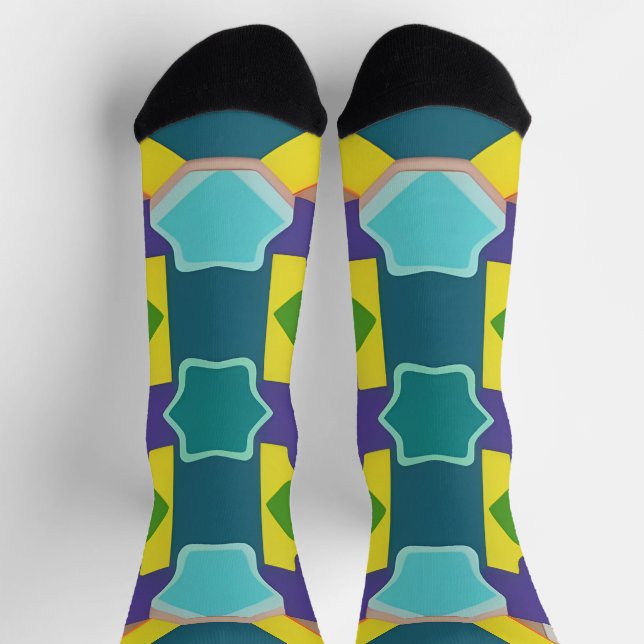 Colorful Geometric Abstract Pattern Socks (Top)
