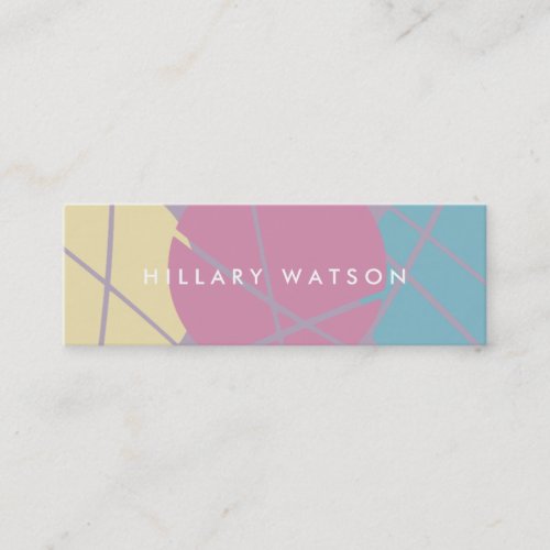 Colorful geometric abstract retro pattern violet mini business card