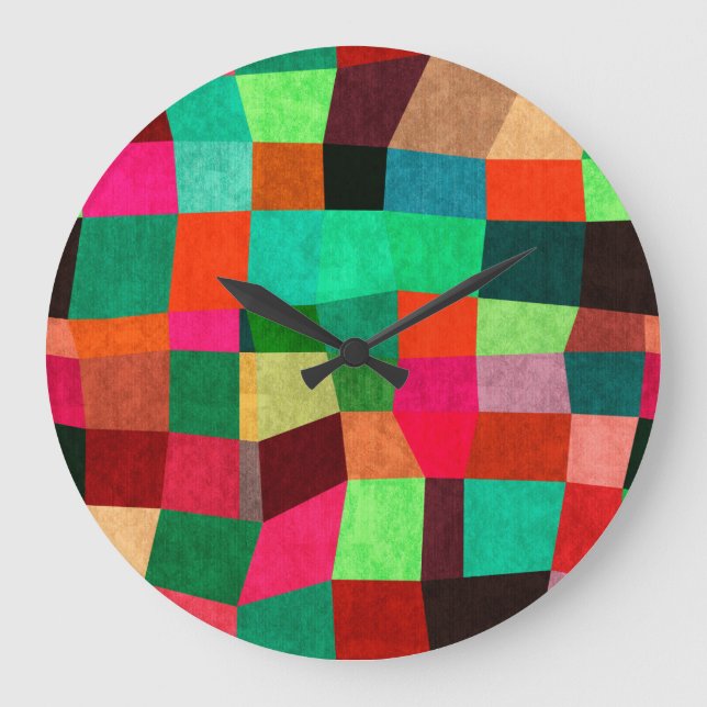 Colorful Geometric: Abstract Seamless Texture Large Clock (Front)
