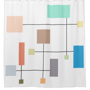 Colorful Geometric Abstract Shower Curtain