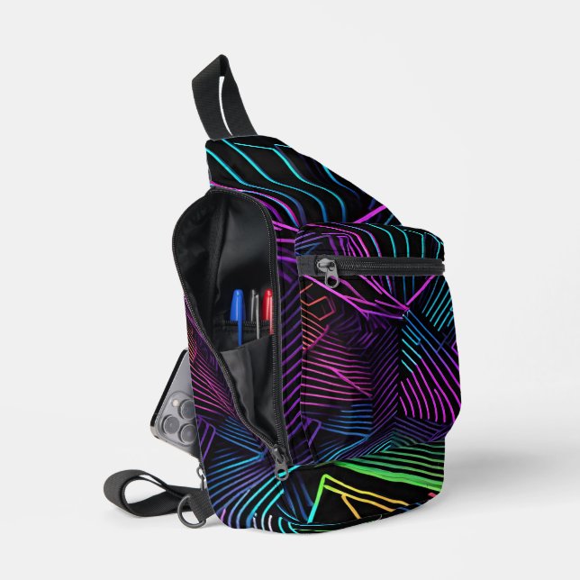 Colorful Geometric Abstract Sling Bag (Open)