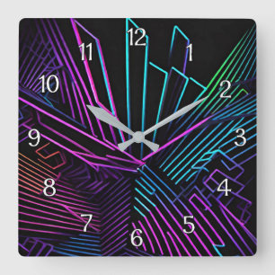 Colorful Geometric Abstract Square Wall Clock