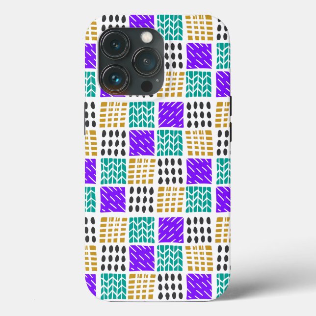 Colorful Geometric Abstract Squares Pattern Case-Mate iPhone Case (Back)