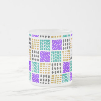 Colorful Geometric Abstract Squares Pattern Frosted Glass Coffee Mug