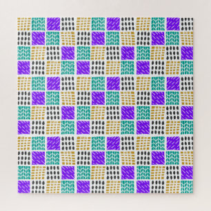 Colorful Geometric Abstract Squares Pattern Jigsaw Puzzle