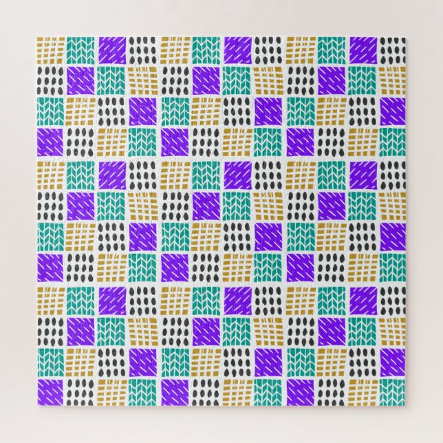 Colorful Geometric Abstract Squares Pattern Jigsaw Puzzle (Vertical)