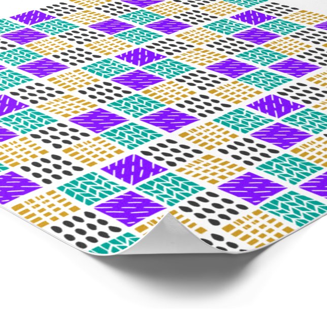 Colorful Geometric Abstract Squares Pattern Poster (Corner)