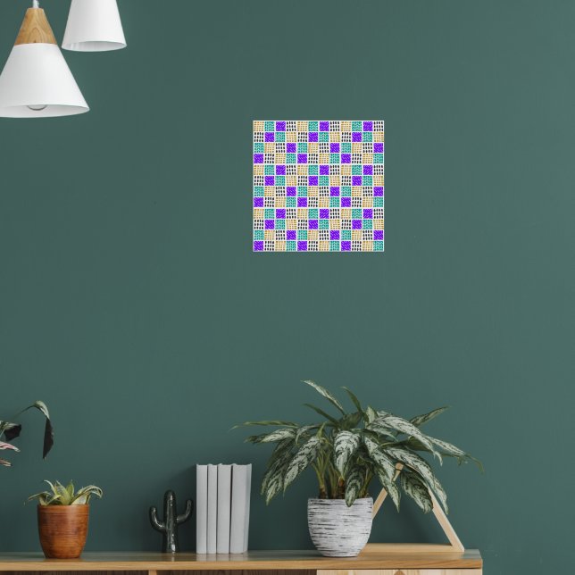 Colorful Geometric Abstract Squares Pattern Poster (Living Room 1)