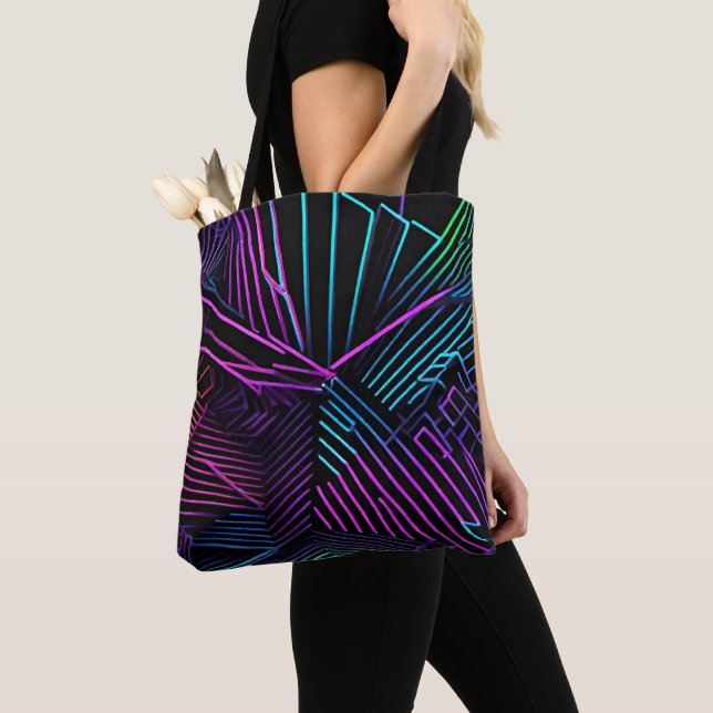 Colorful Geometric Abstract Tote Bag (Close Up)