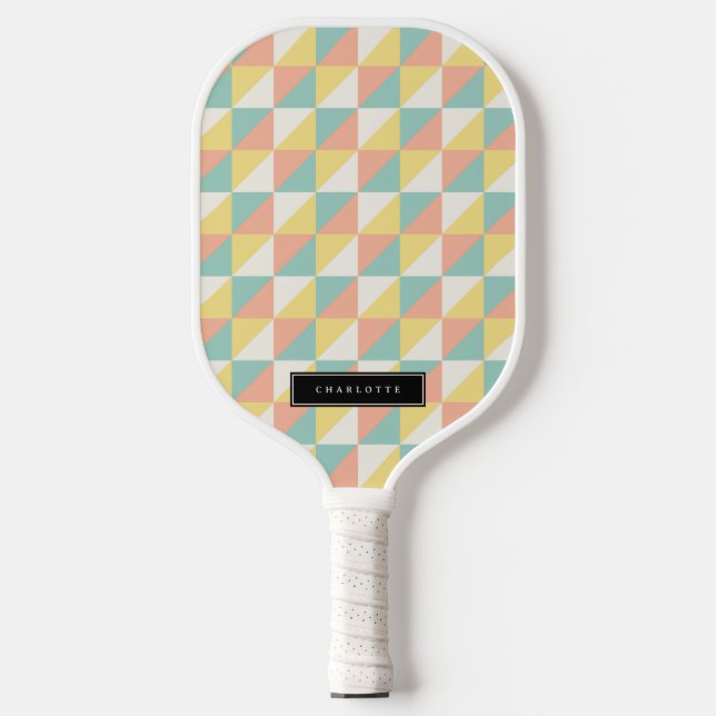 Colorful Geometric Abstract Triangle Modern Pickleball Paddle (Front)