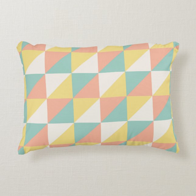 Colorful Geometric Abstract Triangle Pattern Accent Pillow (Front)