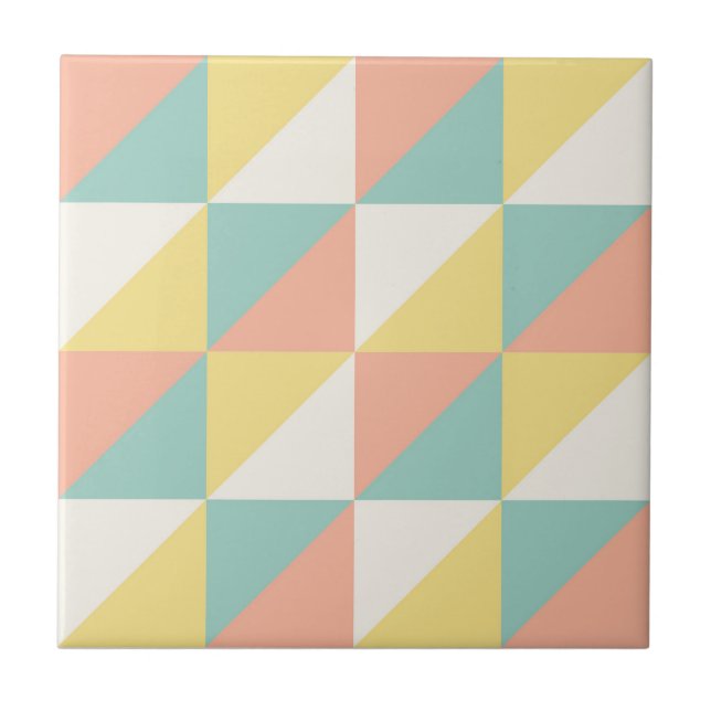 Colorful Geometric Abstract Triangle Pattern Ceramic Tile (Front)