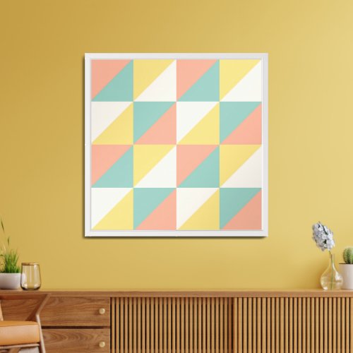 Colorful Geometric Abstract Triangle Pattern Framed Art