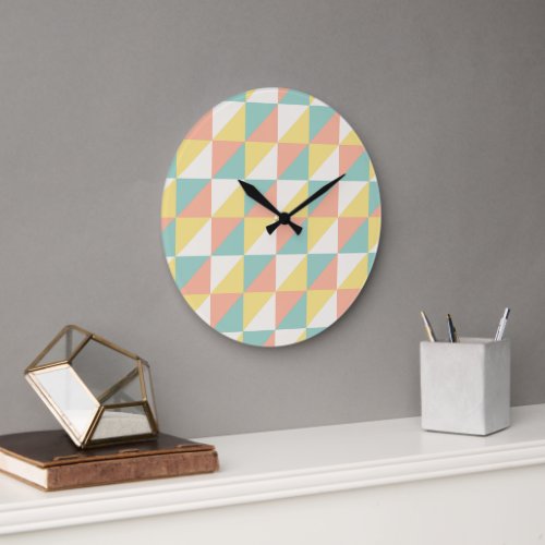 Colorful Geometric Abstract Triangle Pattern Large Clock