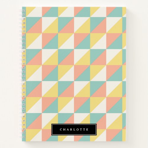 Colorful Geometric Abstract Triangle Pattern Name Notebook