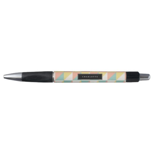 Colorful Geometric Abstract Triangle Pattern Name Pen