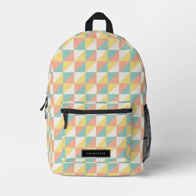 Colorful Geometric Abstract Triangle Pattern  Printed Backpack (Front)