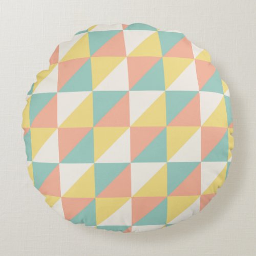 Colorful Geometric Abstract Triangle Pattern Round Pillow