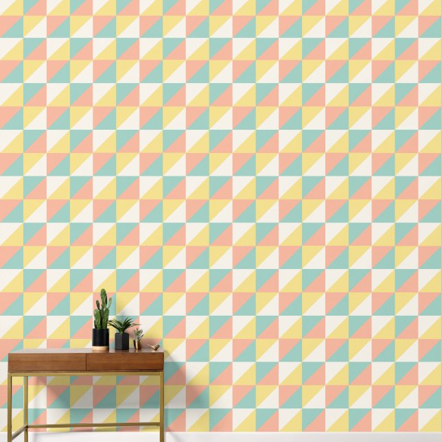 Colorful Geometric Abstract Triangle Pattern Wallpaper (Hallway)