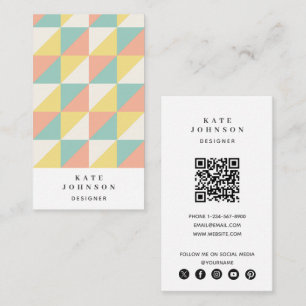 Colorful Geometric Abstract Triangle QR Code Business Card