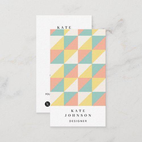 Colorful Geometric Abstract Triangle QR Code Business Card