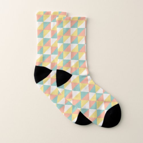 Colorful Geometric Abstract Triangles Pattern Socks