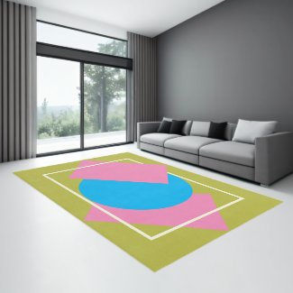 Colorful Geometric Abstract With Border Area Rug