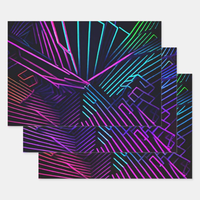 Colorful Geometric Abstract Wrapping Paper Sheets (Set)