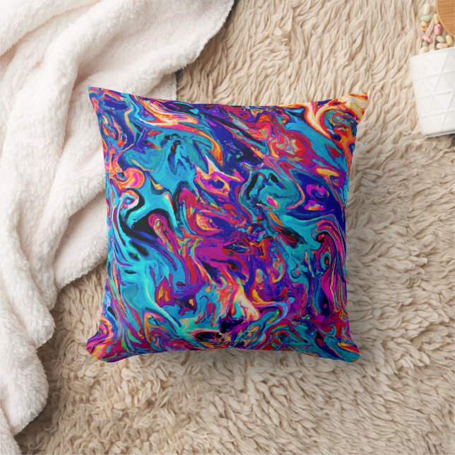 Colorful Geometric Abstractions Pattern Throw Pillow (Blanket)