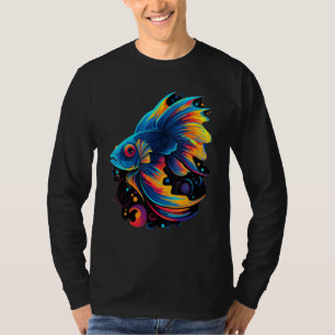 Colorful Geometric Aquatic Guppy Fish Guppies Pop  T-Shirt