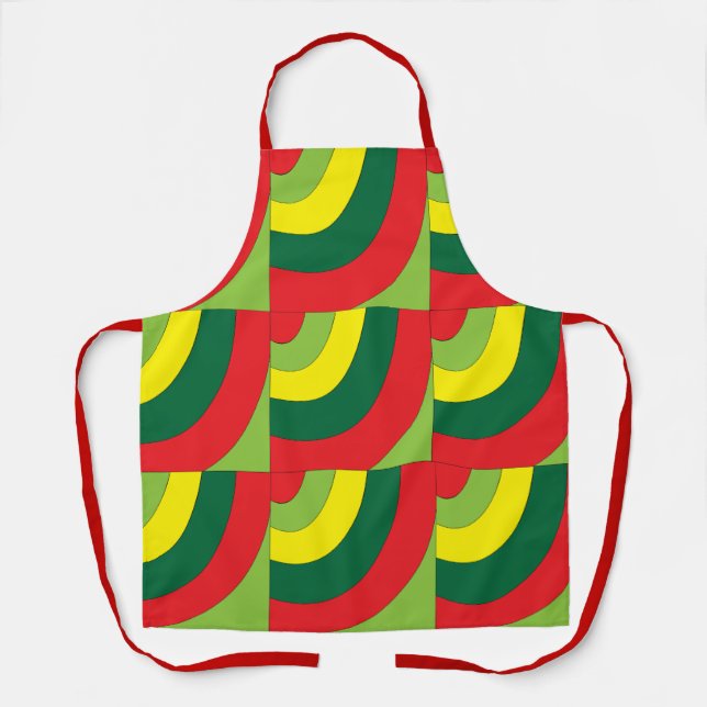 Colorful Geometric Arch Pattern Kitchen Apron (Front)