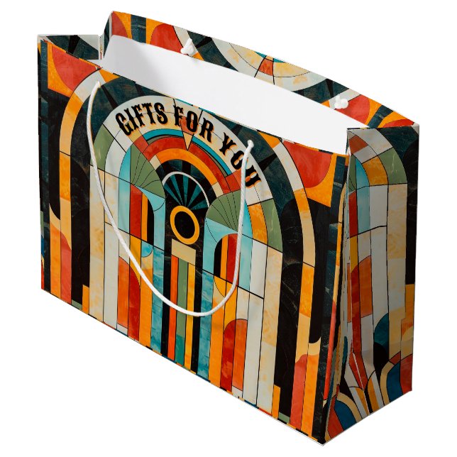 Colorful geometric art deco pattern 2 large gift bag (Back Angled)