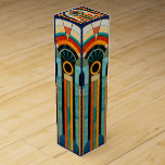 Colorful geometric art deco pattern 2 wine box<br><div class="desc">Beautiful colorful geometric art deco pattern with bright colors.</div>