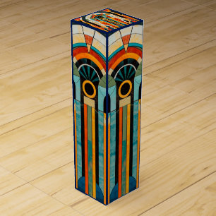 Colorful geometric art deco pattern 2 wine box