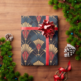 Colorful geometric art deco pattern wrapping paper