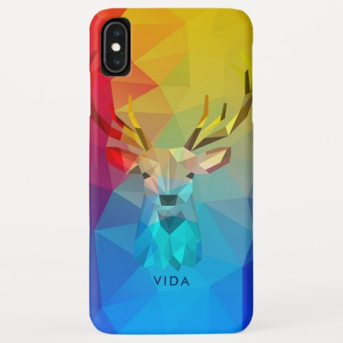 Colorful geometric background and deer hologram iPhone XS max case