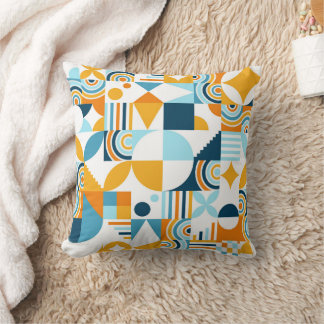 Colorful geometric background elements throw pillow