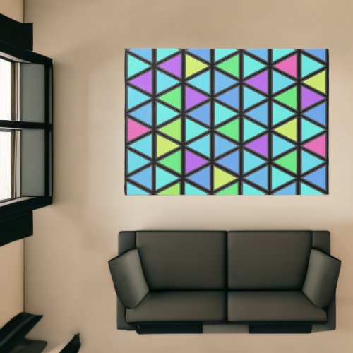 Colorful Geometric Blue  Bright Triangles Gamers Rug