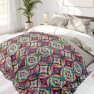 Colorful Geometric Bohemian Fleece Blanket
