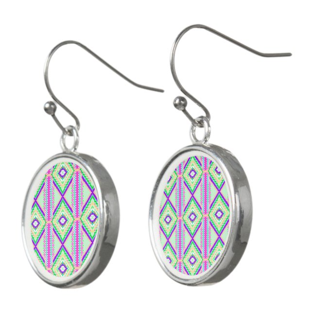 Colorful Geometric Boho Pattern Earrings (Angled)