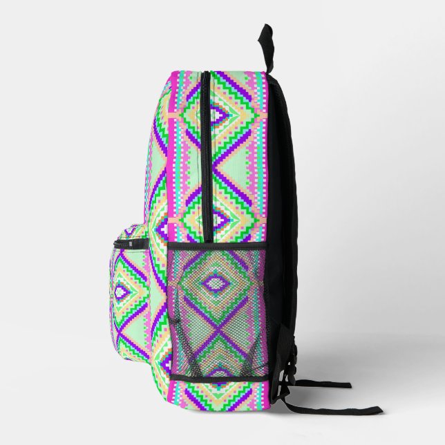 Colorful Geometric Boho Pattern Printed Backpack (Right)