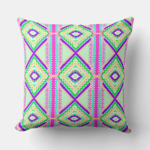 Colorful Geometric Boho Pattern Throw Pillow