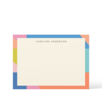 Colorful Geometric Border Personalized Name  Note Card