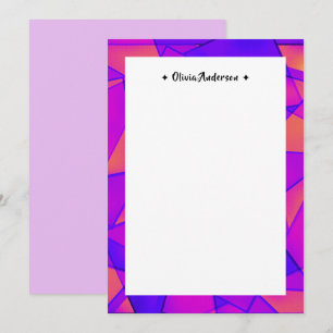 Colorful Geometric Border Personalized Name Note Thank You Card