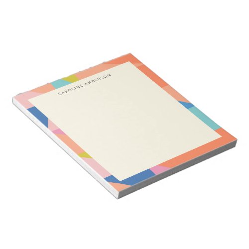 Colorful Geometric Border Personalized Name  Notepad