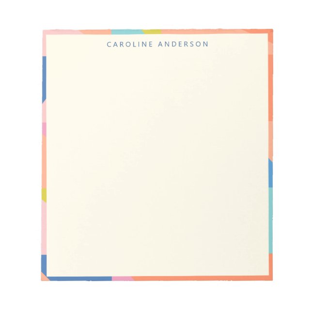 Colorful Geometric Border Personalized Name  Notepad (Front)