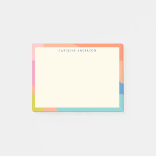 Colorful Geometric Border Personalized Name Post-it Notes